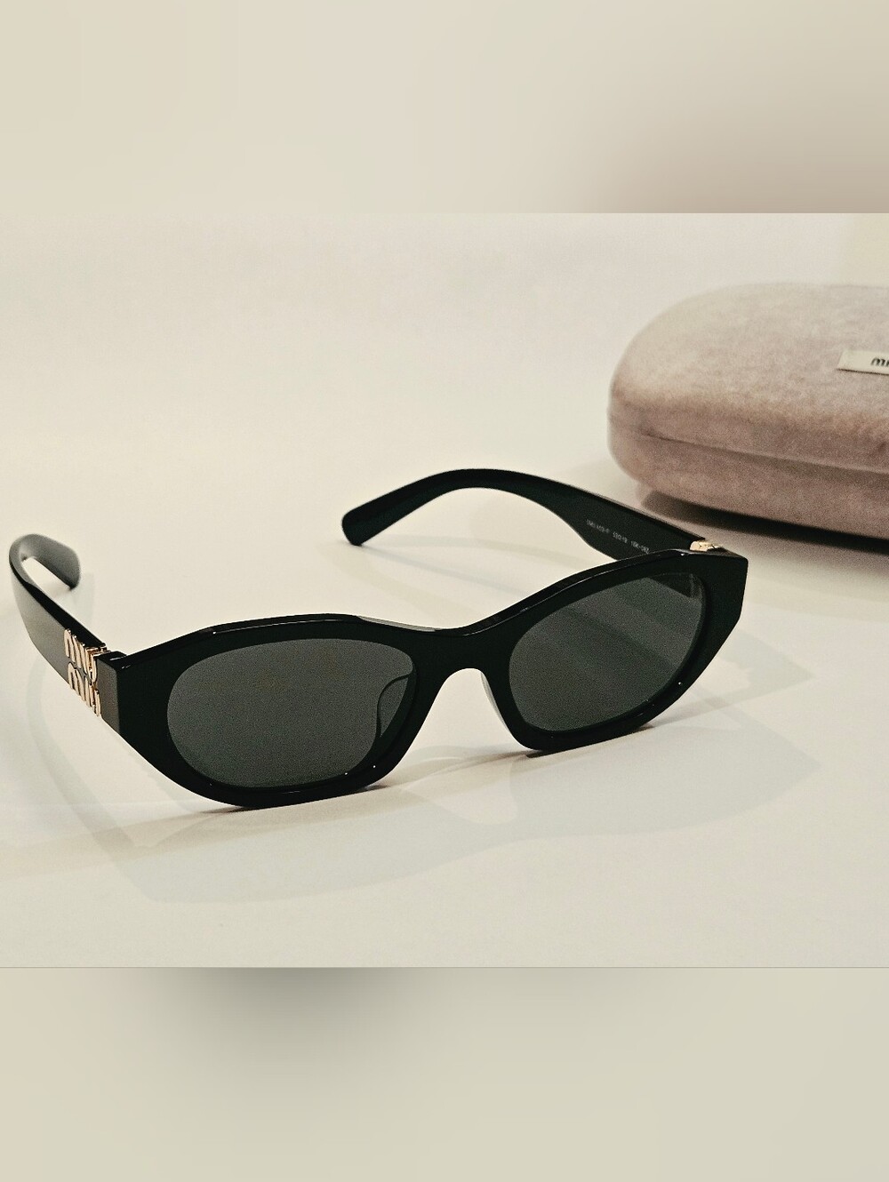 MIU MIU MU A03F 16K08Z Black Grey Gold Women's Sunglasses With Case